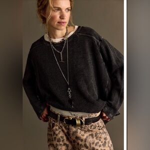 NWOT Free People One Blake Thermal in Washed Black